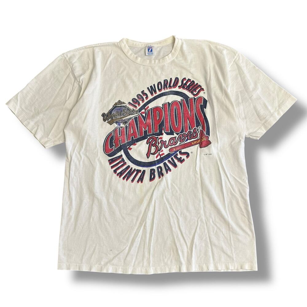 Vintage 1995 Atlanta Braves World‎ Series Champions Logo 7 T-Shirt XL MLB Tee